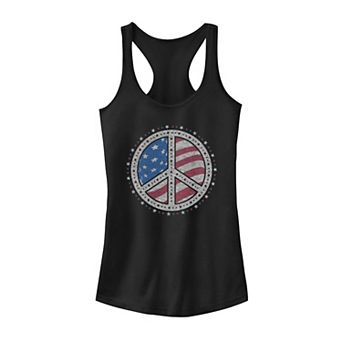 Juniors' Americana Peace Sign & American Flag Tank Top
