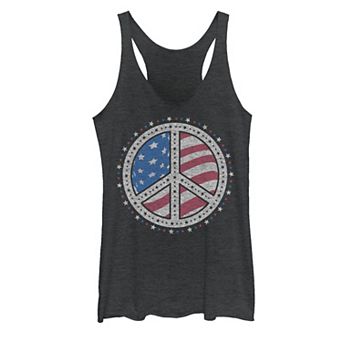 Juniors' Americana Peace Sign & American Flag Tank Top