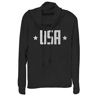 Juniors' Americana USA Cowlneck Graphic Lightweight Long Sleeve
