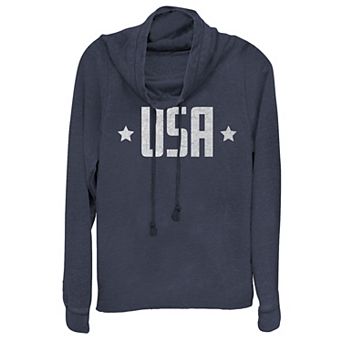 Juniors' Americana USA Cowlneck Graphic Lightweight Long Sleeve