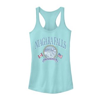 Juniors' Americana Niagara Falls Scene Canadian & American Flags Tank Top