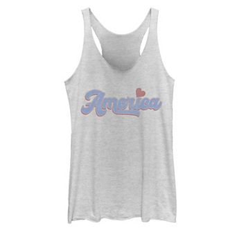 Juniors' "America" Script Heart Tank Top