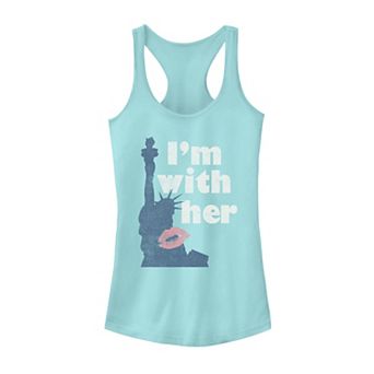 Juniors' Americana "I'm With Her" Statue Of Liberty Kiss Tank Top