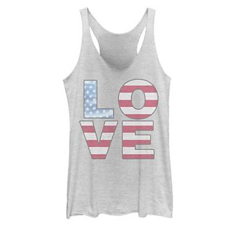 Juniors' Americana Love American Flag Text Tank Top