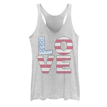 Juniors' Americana Love American Flag Text Tank Top