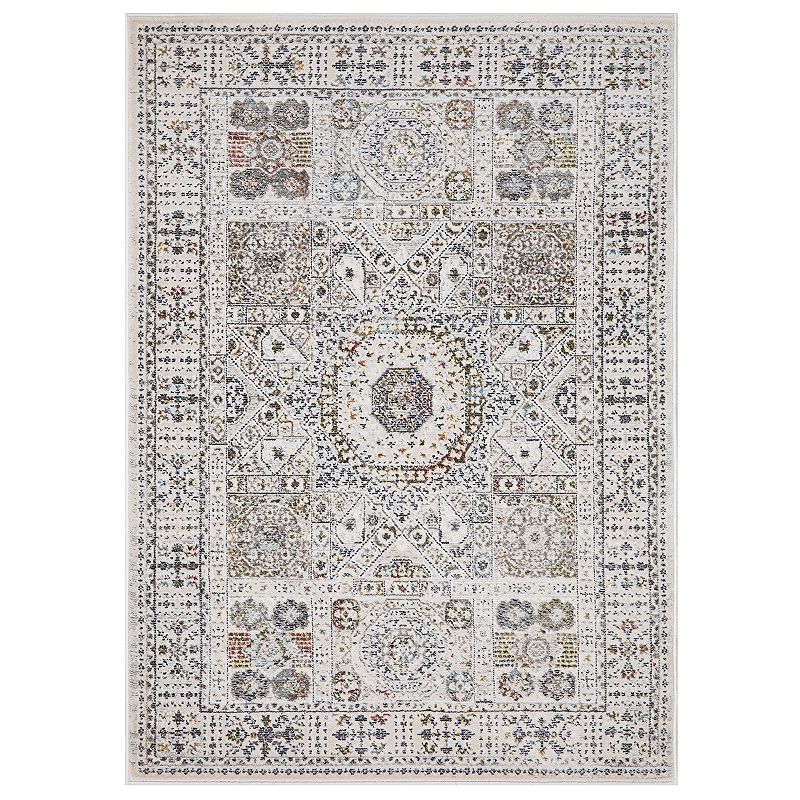 Concord Global Suzani Medallion Area Rug, Beig/Green, 5X7 Ft