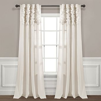 Lush Decor Ruched Waterfall Linen Window Curtain Panel