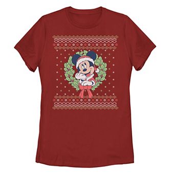 Disney's Mickey Mouse Wreath Juniors' Ugly Christmas Sweater Tee