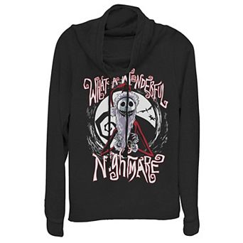 Disney's The Nightmare Before Christmas Jack Santa Claus Juniors' Cowlneck Graphic Lightweight Long Sleeve
