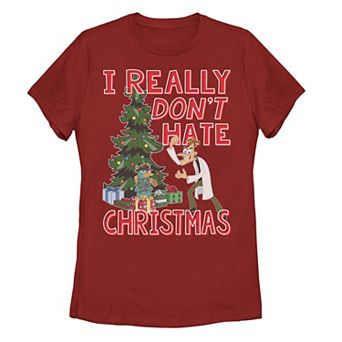Disney's Phineas And Ferb I Really Don't Hate Christmas Juniors' Fitted Graphic Tee