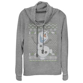 Disney's Frozen Olaf Sven Juniors' Christmas Cowlneck Graphic Lightweight Long Sleeve