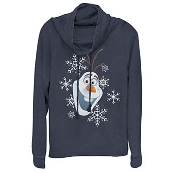 Disney's Frozen Olaf Smile Snowflake Juniors' Cowlneck Graphic Lightweight Long Sleeve