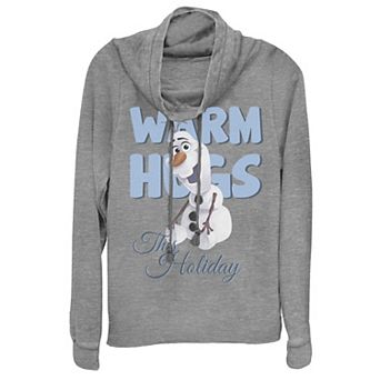 Disney's Frozen Olaf "Warm Hugs This Holiday" Juniors' Cowlneck Graphic Lightweight Long Sleeve