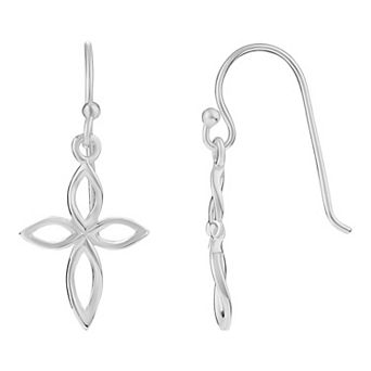 PRIMROSE Sterling Silver Open Cross Drop Earrings