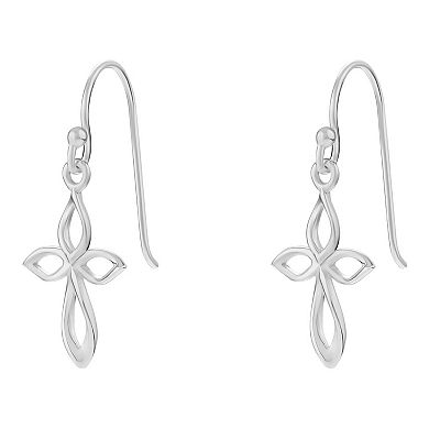 PRIMROSE Sterling Silver Cross Drop Earrings