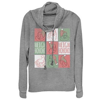 Disney's Snow White and the Seven Dwarfs Juniors' "Heigh Ho Ho Ho" Christmas Juniors' Cowlneck Graphic Lightweight Long Sleeve