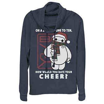 Disney's Big Hero Baymax "How Would You Rate Your Cheer?" Juniors' Cowlneck Graphic Lightweight Long Sleeve