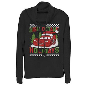 Disney / Pixar's Cars Lightning Juniors' High Octane Holidays Christmas Cowlneck Graphic Lightweight Long Sleeve