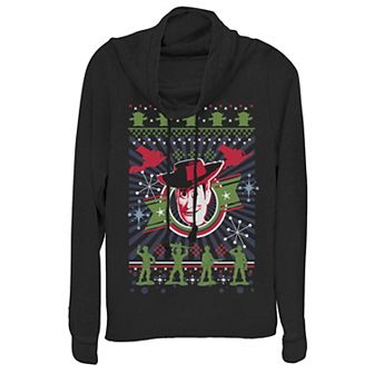 Disney / Pixar's Toy Story Woody Juniors' Christmas Cowlneck Graphic Lightweight Long Sleeve