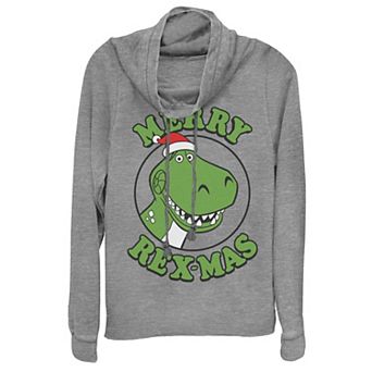 Disney / Pixar's Toy Story Merry Rex-Mas Christmas Juniors' Cowlneck Graphic Lightweight Long Sleeve