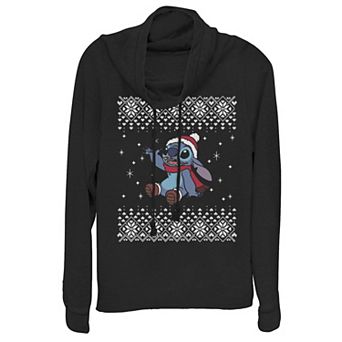 Disney's Lilo & Stitch Snowflake Juniors' Christmas Cowlneck Graphic Lightweight Long Sleeve