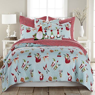 Levtex Home Merry & Bright Gnome Holiday Euro Sham Set