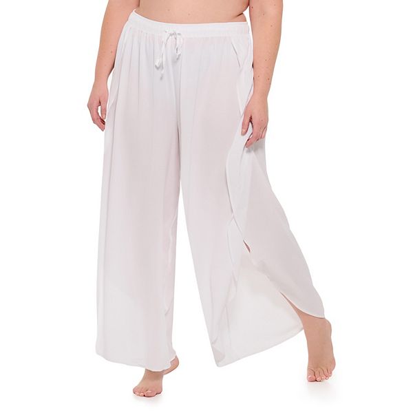 Plus Size Freshwater Side-Slit Swim Cover-Up Pants