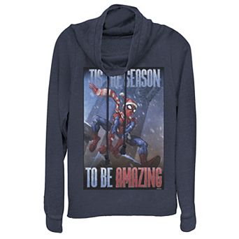 Juniors' Marvel Spider-Man 'Tis The Season To Be Amazing Cowlneck Graphic Lightweight Long Sleeve