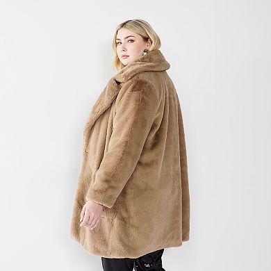 Plus Size Nine West Faux-Fur Coat