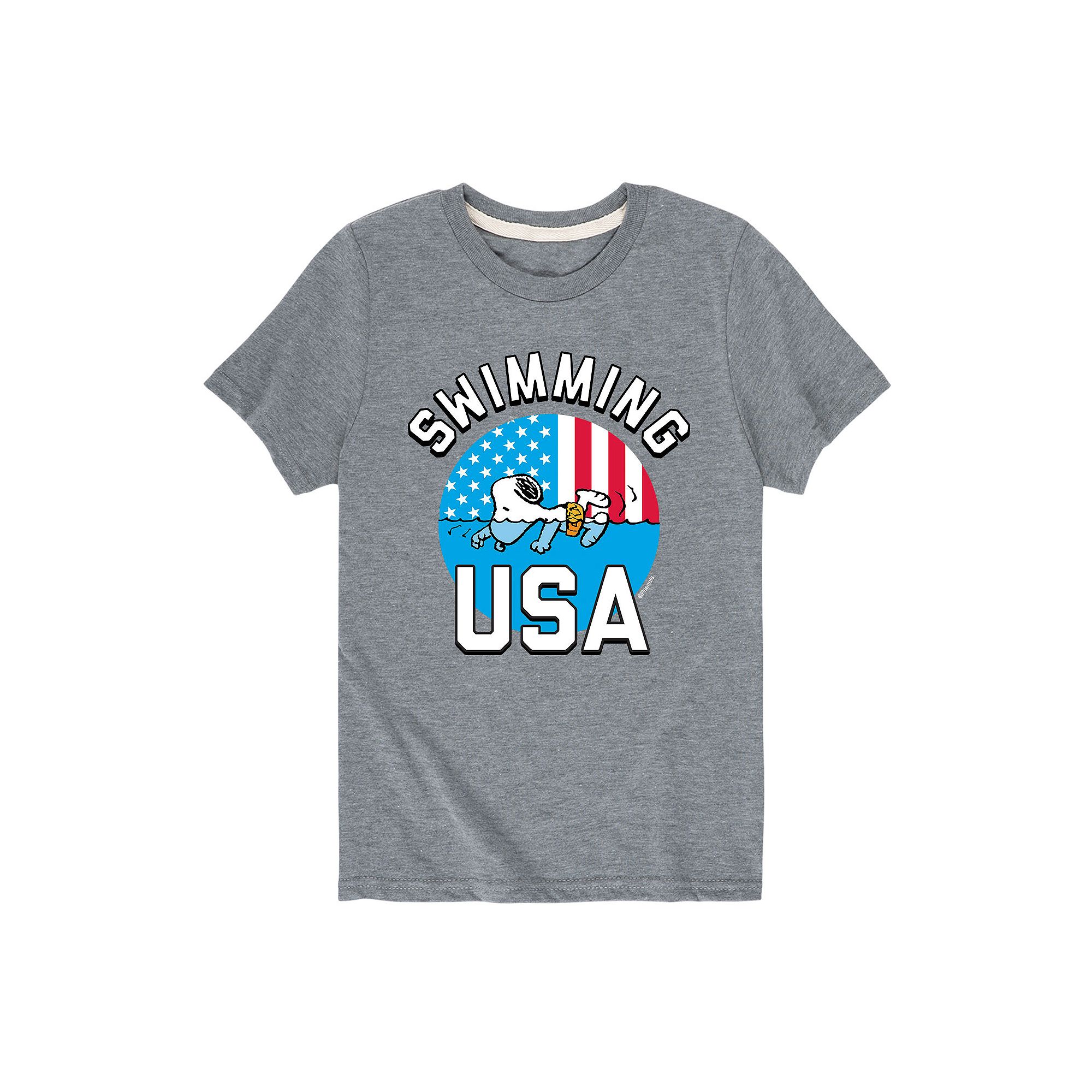 Boys 8-20 Peanuts USA Swim Graphic Tee, Boys, Size: Medium, Gray