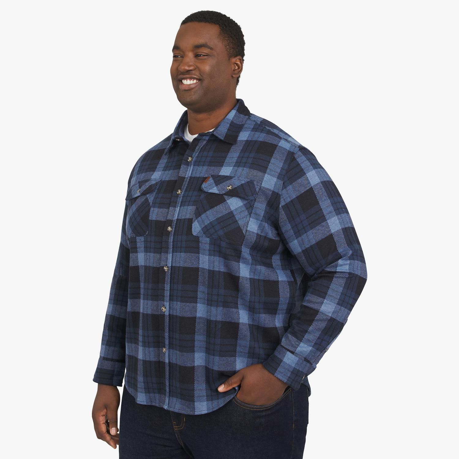 Big & Tall Chaps Long Sleeve Knit Flannel Shirt