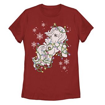 Juniors' My Little Pony Pony Wrapped In Christmas Lights Graphic Tee