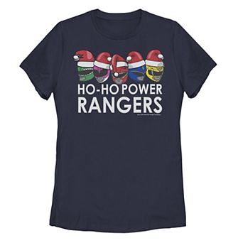 Juniors' Power Rangers Ho-Ho Power Rangers Santa Hats Tee