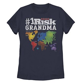 Juniors' Risk #1 Grandma World Map Graphic Tee