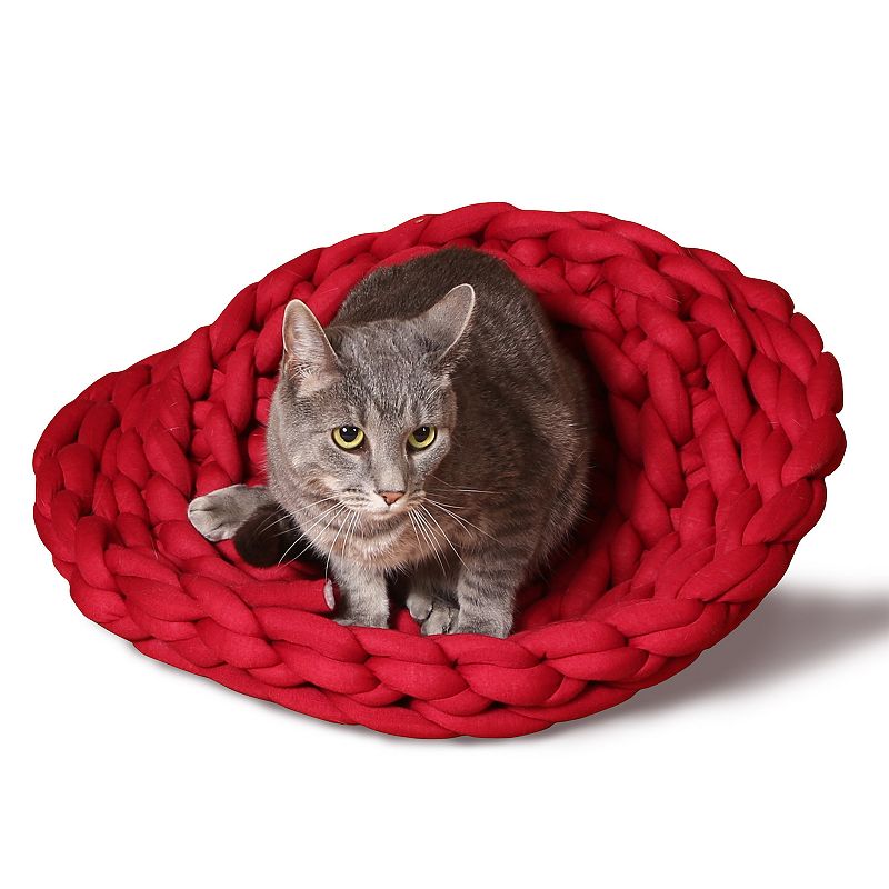 K&H Hand Knitted Pet Bed, Red, Small
