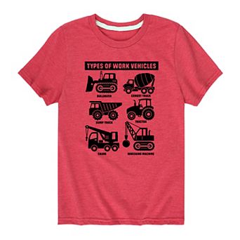 Boys 8-20 Types of Work Vehicles Graphic Tee