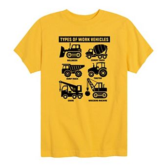 Boys 8-20 Types of Work Vehicles Graphic Tee