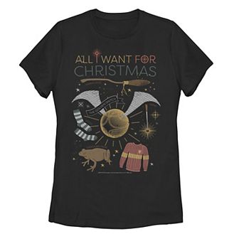 Juniors' Harry Potter Christmas All I Want For Christmas Accessories Tee