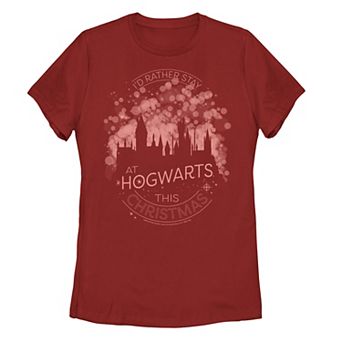 Juniors' Harry Potter "I'd Rather Stay At Hogwarts This Christmas" Graphic Tee