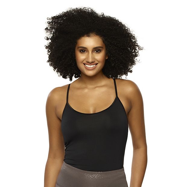 Ultra Soft Lightweight Camisole Tank Top with Built-in Support Bra - Black  - Medium 