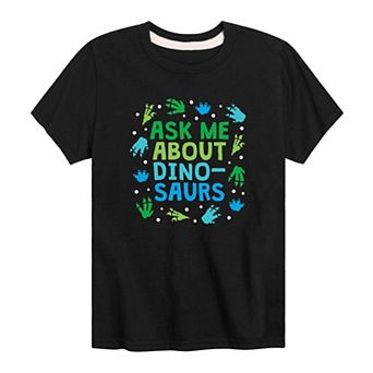 Boy 8-20 "Ask Me About Dinosaurs" Graphic Tee