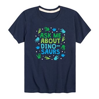 Boy 8-20 "Ask Me About Dinosaurs" Graphic Tee
