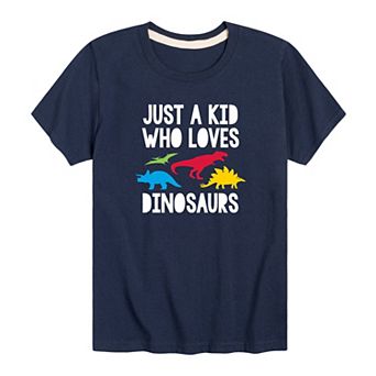 Boys 8-20 "Just A Kid Who Loves Dinosaurs" Graphic Tee
