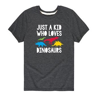 Boys 8-20 "Just A Kid Who Loves Dinosaurs" Graphic Tee
