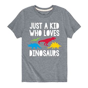 Boys 8-20 "Just A Kid Who Loves Dinosaurs" Graphic Tee