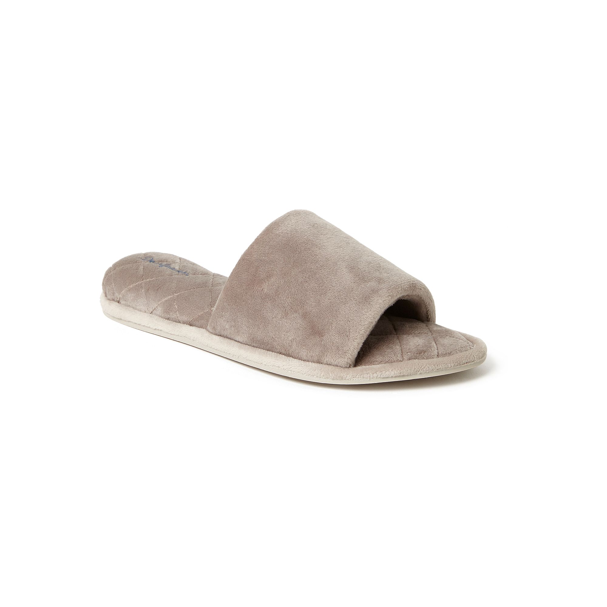 Dearfoams Beatrice Velour Womens Slide Slippers, Size: Large, Silver
