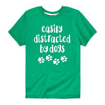 Boys 8-20 Easily Distracted By Dogs Graphic Tee