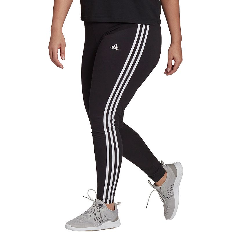 Plus Size adidas Essential 3-Stripe Leggings, Womens, Size: 1XL, Black