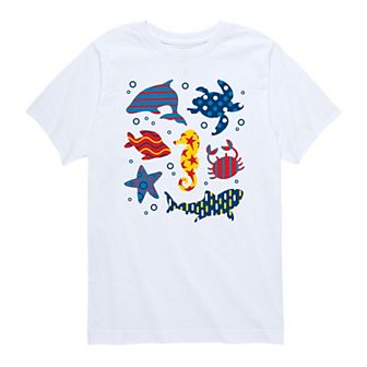 Boy 8-20 Patterned Sea Creatures Graphic Tee
