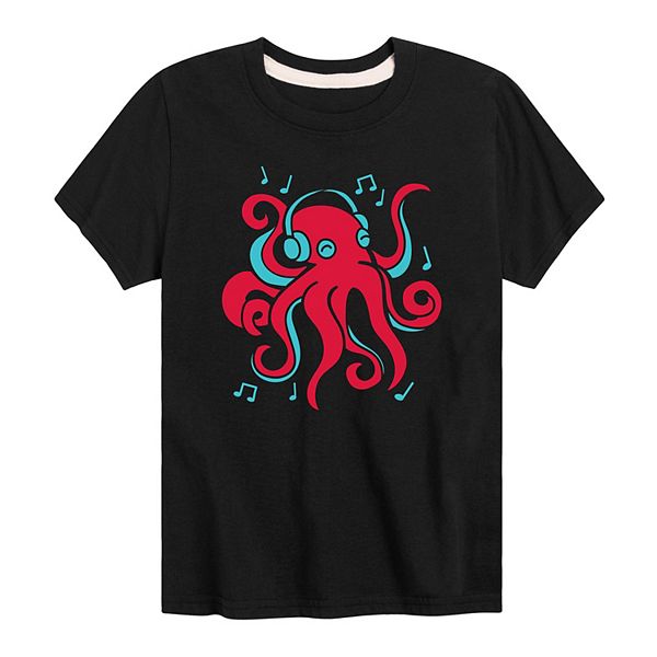 Boy 8-20 Octopus Headphones Graphic Tee